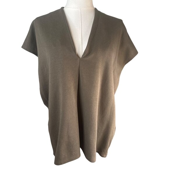 Zara Tops - 2/$30 ZARA Medium Deep V-Neck Khaki Green Cotton Blend Top
